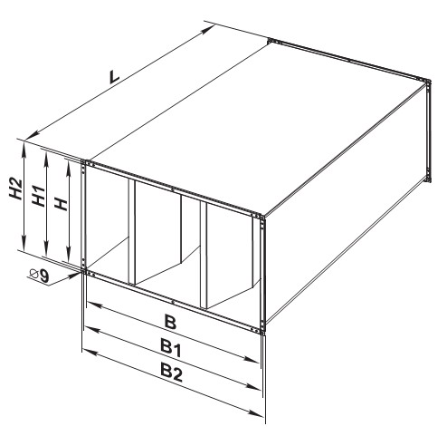 Креслення пластинчатого шумоглушника 500х300 з розмірами