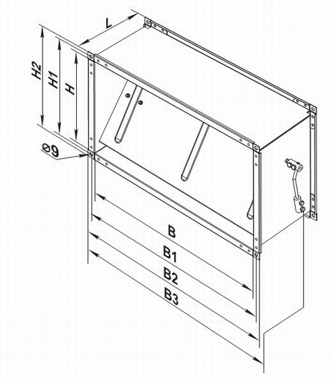 Розміри зворотного клапана прямокутного