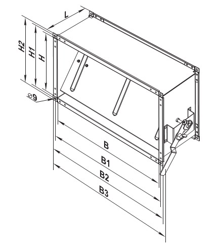 Розміри прямокутного дросель-клапана вентс кр