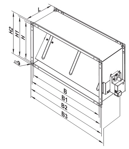 Розміри клапана вентс кра прямокутного