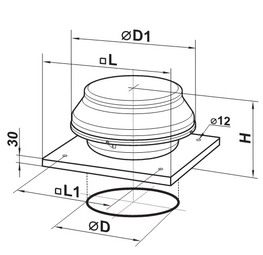 Креслення вентилятора з розмірами