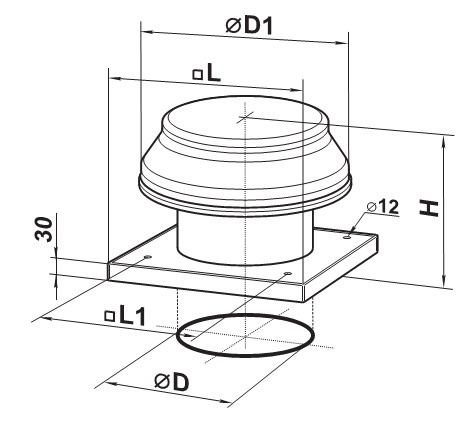 Креслення вентилятора і розміри під'єднування