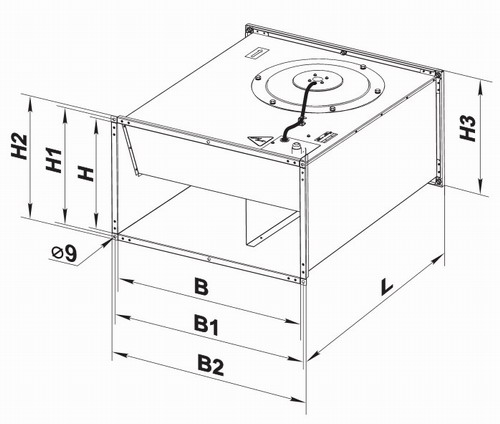 Креслення з розмірами вентилятора 500х300