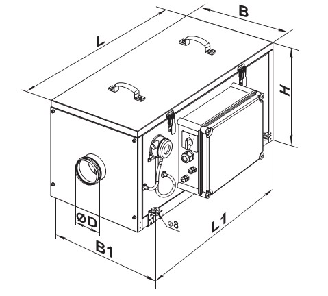 Креслення вентиляційної установки і розміри