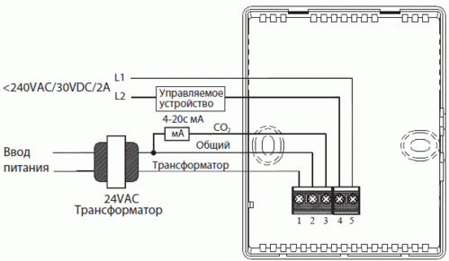 Схема підключення датчика вуглекислого газу