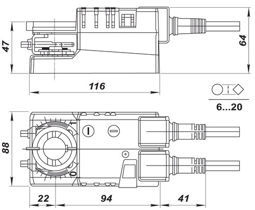Креслення з розмірами приводу