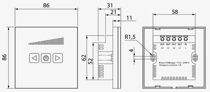 Розміри сенсорного регулятора
