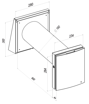 Креслення і розміри провітрювача з рекуператором