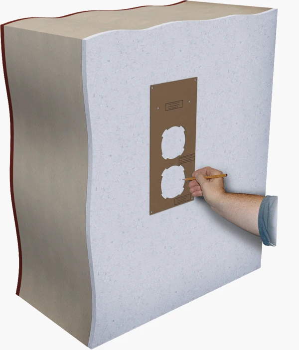 Установка картонного шаблону для виконання отворів